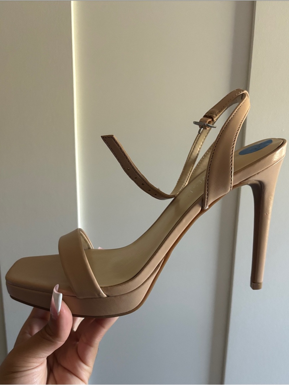 Nine West Nude Platform Stiletto Slingback Heels